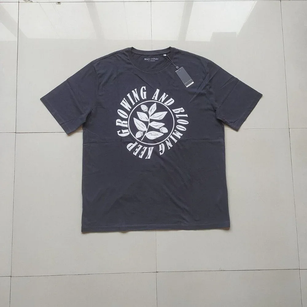 Marc O'Polo Black Printed Round Neck T Shirt - Picture 2 of 9